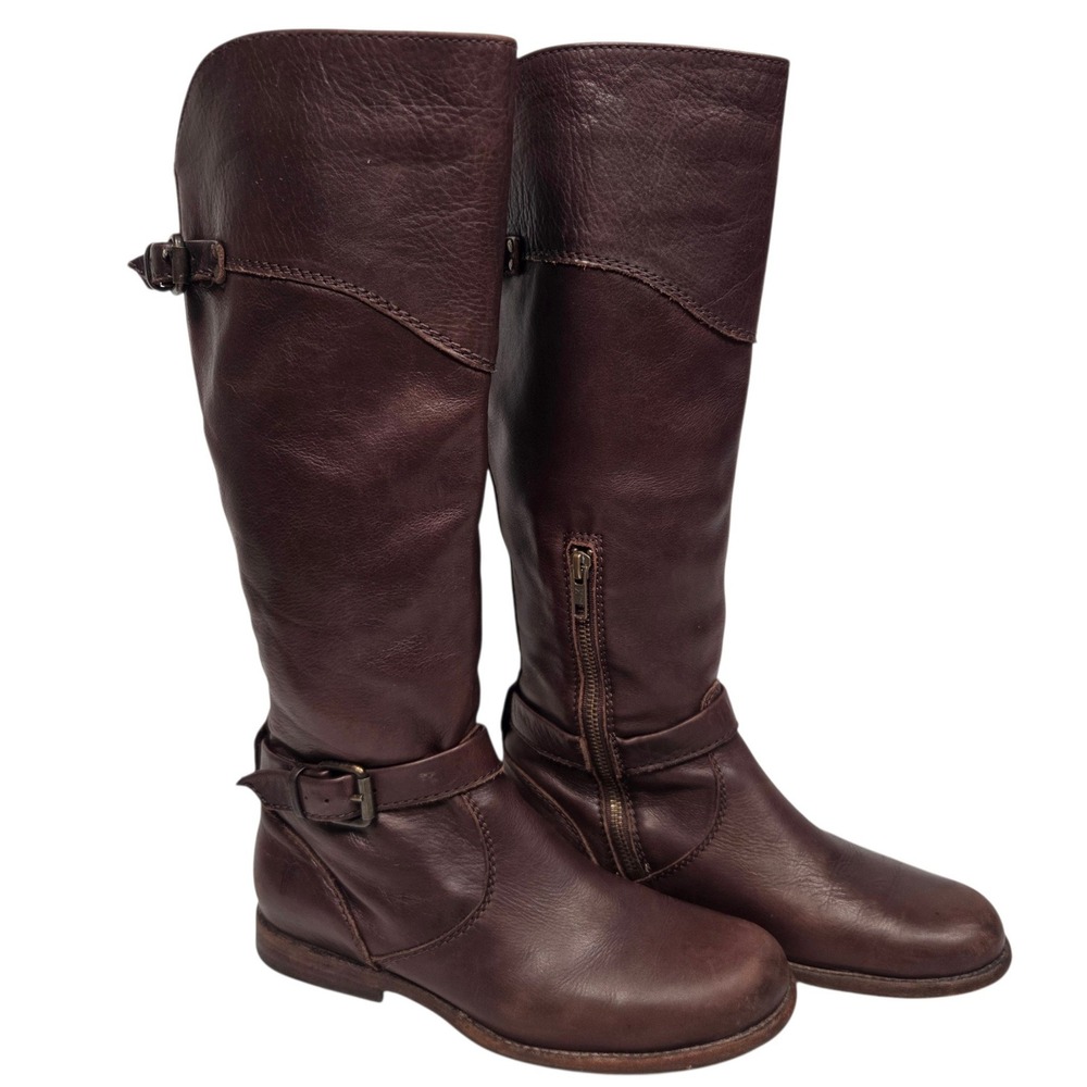 Frye Womens Phillip Harness Tall Riding Boots Dark Brown Leather 76844 Size 7 B